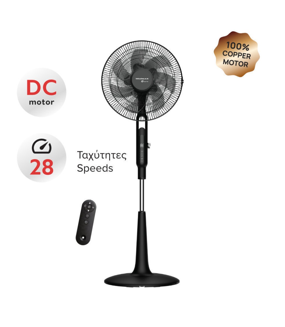Telemax WindMax28DC+ (TSFD-A5) 30-0028 Ανεμιστήρας με Ορθοστάτη & Τηλεχειριστήριο
