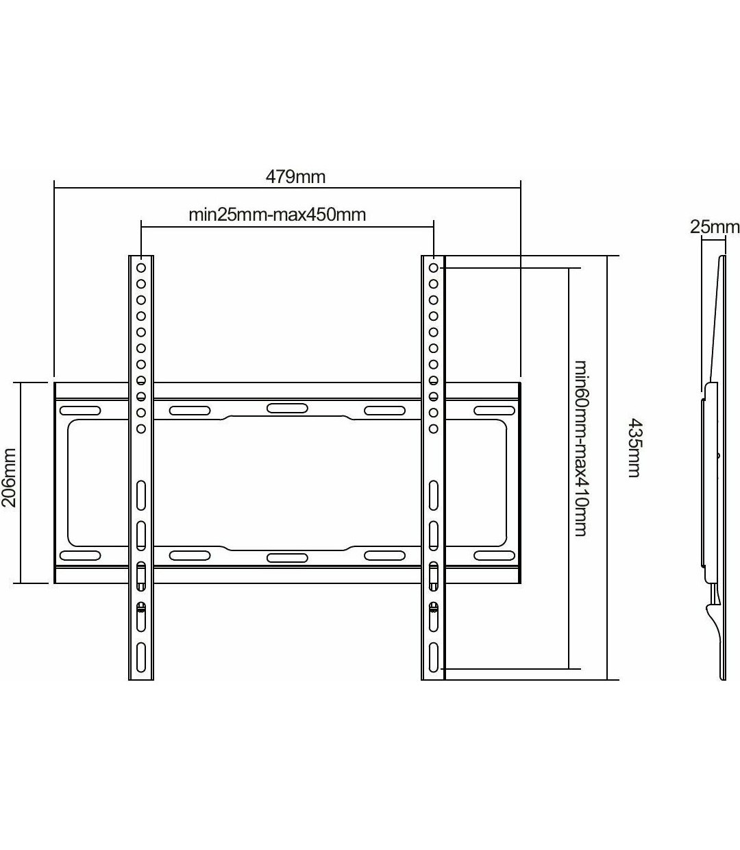 Cabletech DM-0151 Βάση Τηλεόρασης Τοίχου έως 55" και 40kg