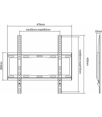 Cabletech DM-0151 Βάση Τηλεόρασης Τοίχου έως 55" και 40kg