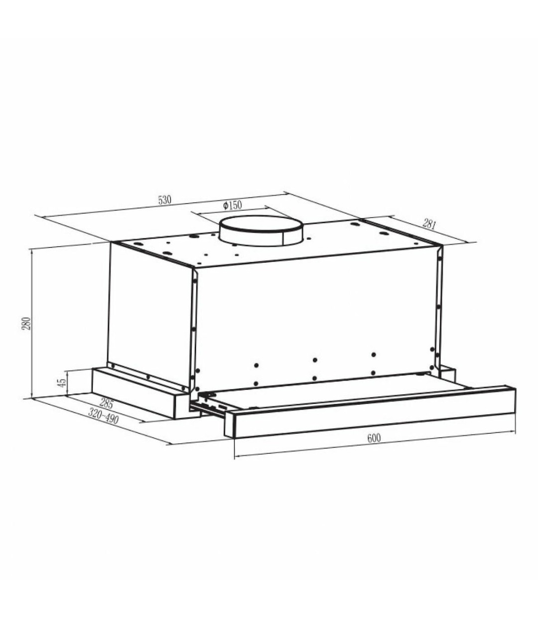 Gruppe Forte Συρόμενος Απορροφητήρας 60cm Inox Κωδικός: S-3003C-A06-M13-600 
