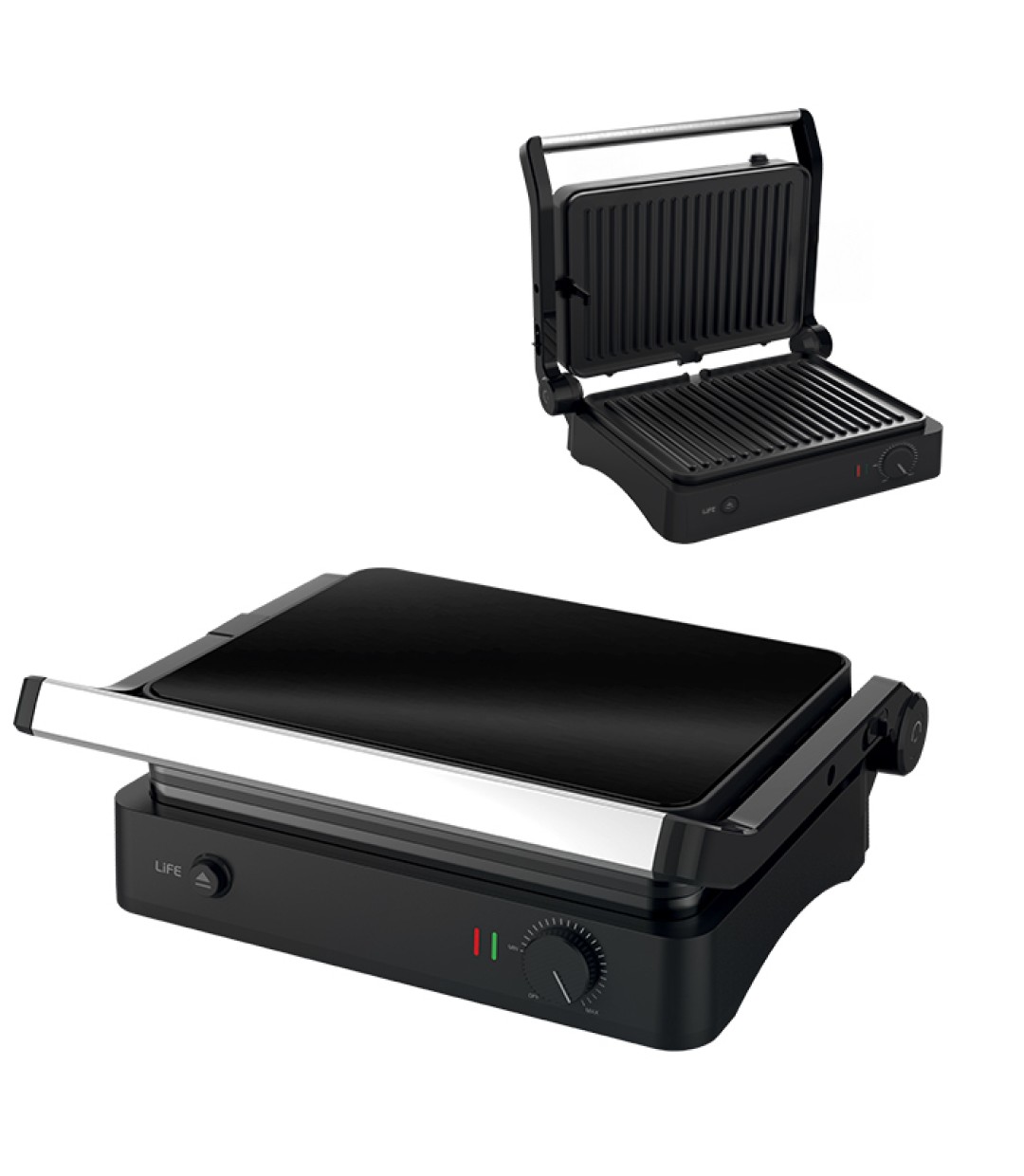 Life Jade Contact Τοστιέρα με Αποσπώμενες Πλάκες για 2 Τοστ 2000W Μαύρη