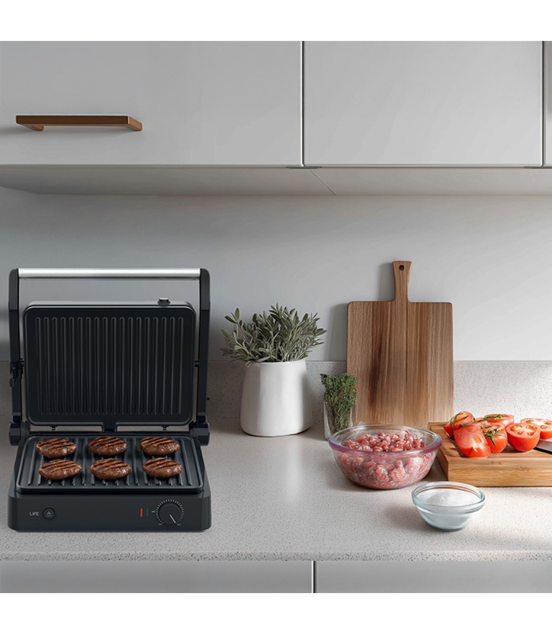 Life Jade Contact Τοστιέρα με Αποσπώμενες Πλάκες για 2 Τοστ 2000W Μαύρη