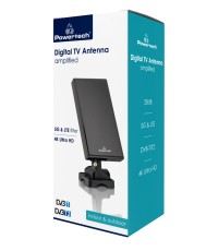Powertech PT-1005 Εσωτερική Κεραία Τηλεόρασης (απαιτεί τροφοδοσία) σε Μαύρο Χρώμα Σύνδεση με Ομοαξονικό (Coaxial) Καλώδιο