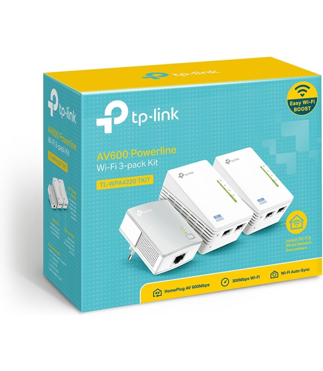 TP-LINK TL-WPA4220T KIT v1 Powerline Τριπλό για Ασύρματη Σύνδεση Wi‑Fi 4 και 2 Θύρες Ethernet