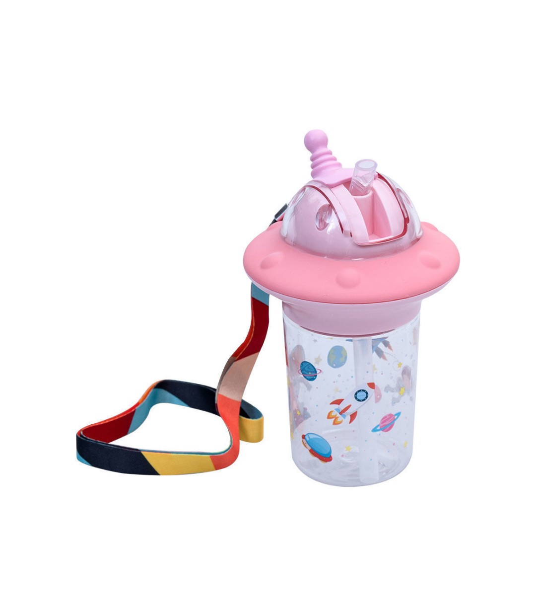 Estia Astro Παιδικό Παγούρι Πλαστικό με Καλαμάκι Ροζ 450ml 01-10850