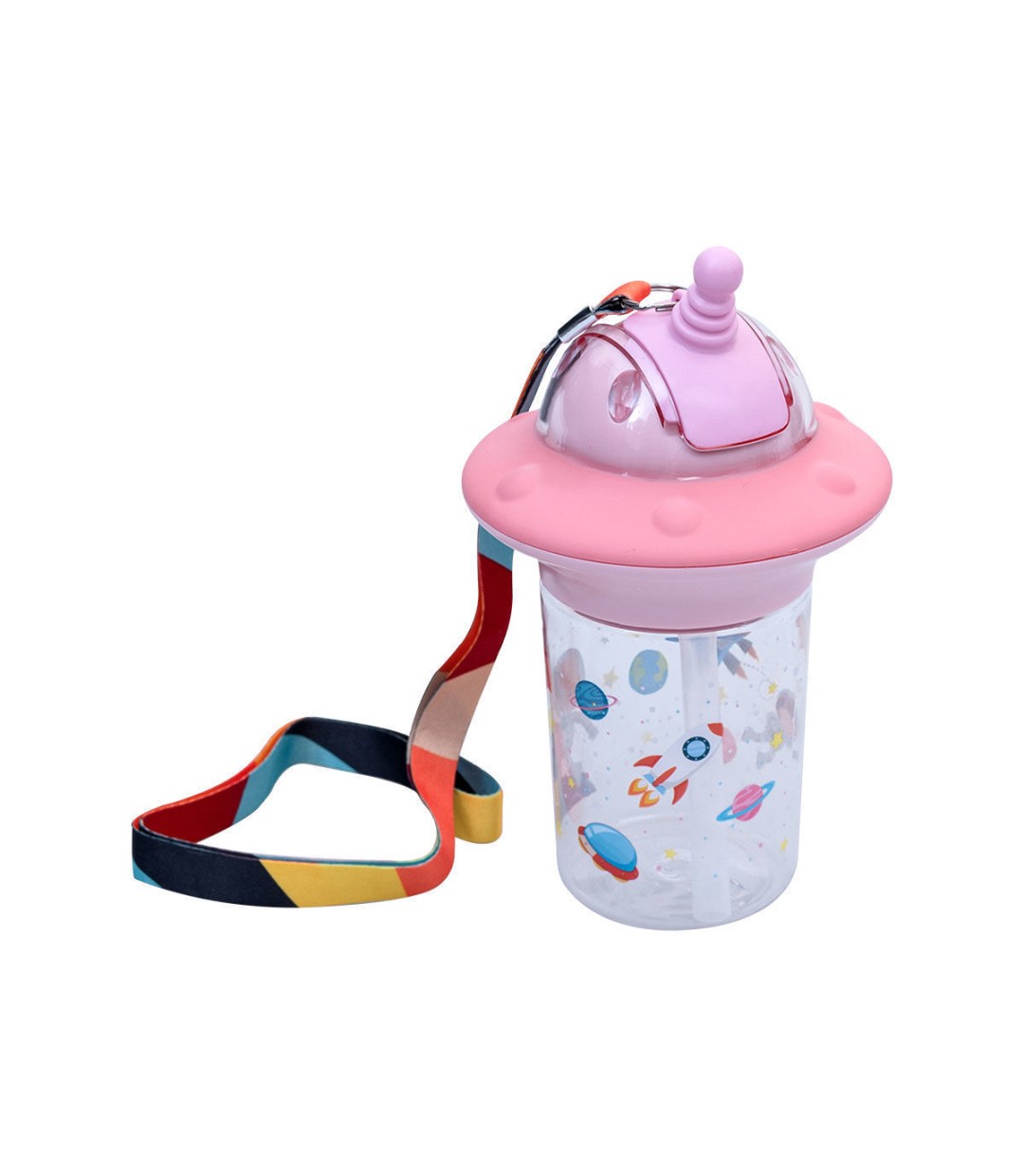 Estia Astro Παιδικό Παγούρι Πλαστικό με Καλαμάκι Ροζ 450ml 01-10850