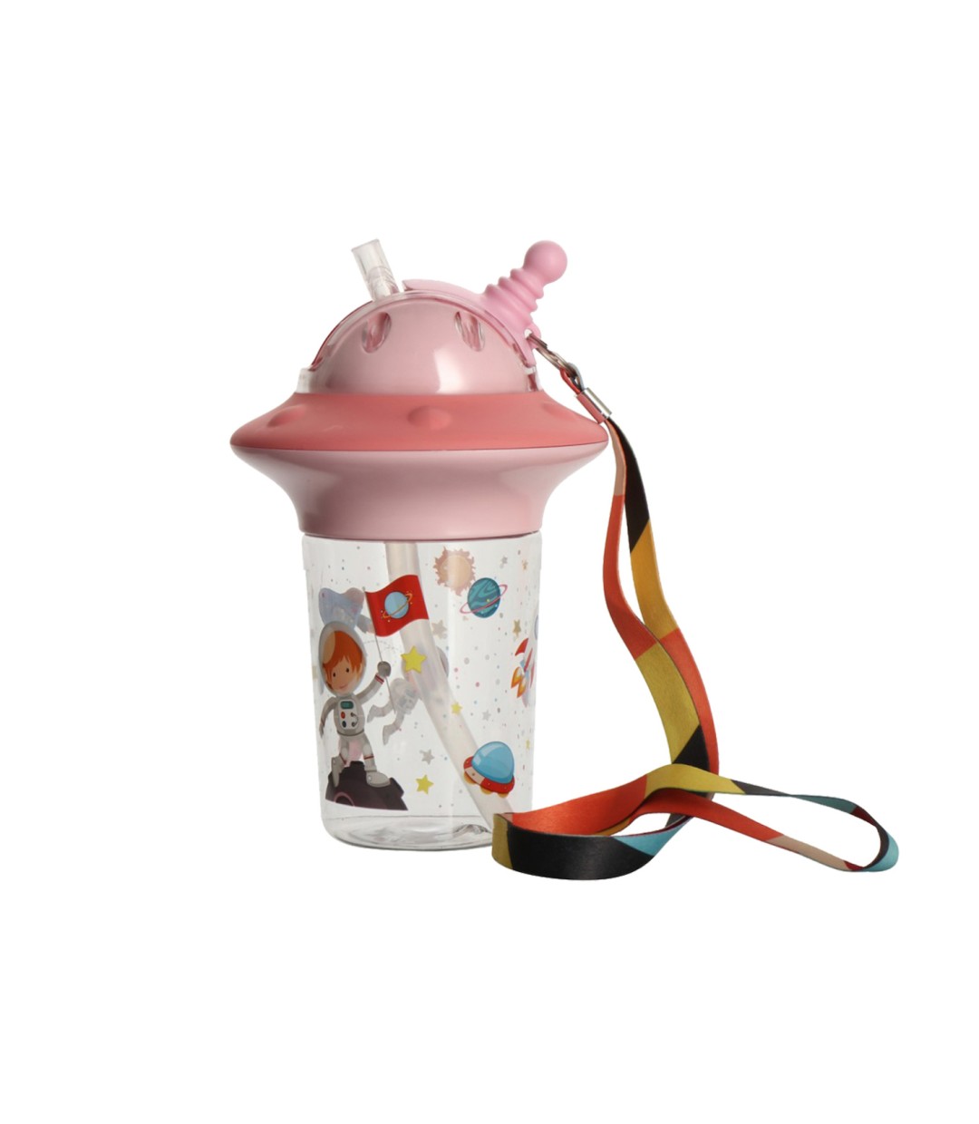 Estia Astro Παιδικό Παγούρι Πλαστικό με Καλαμάκι Ροζ 450ml 01-10850