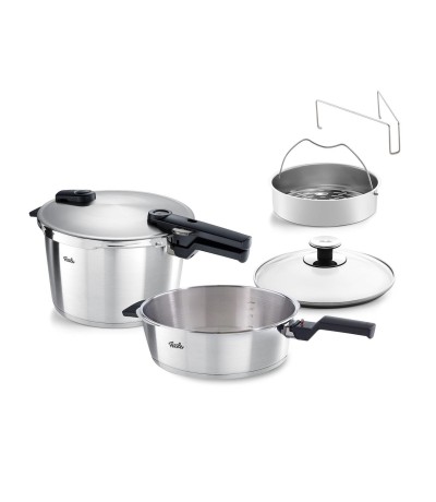 Fissler Vitaquick Premium Set Quattro Χύτρες Ταχύτητας 8lt + 4lt ΜΕ ΓΥΑΛΙΝΟ ΚΑΠΑΚΙ