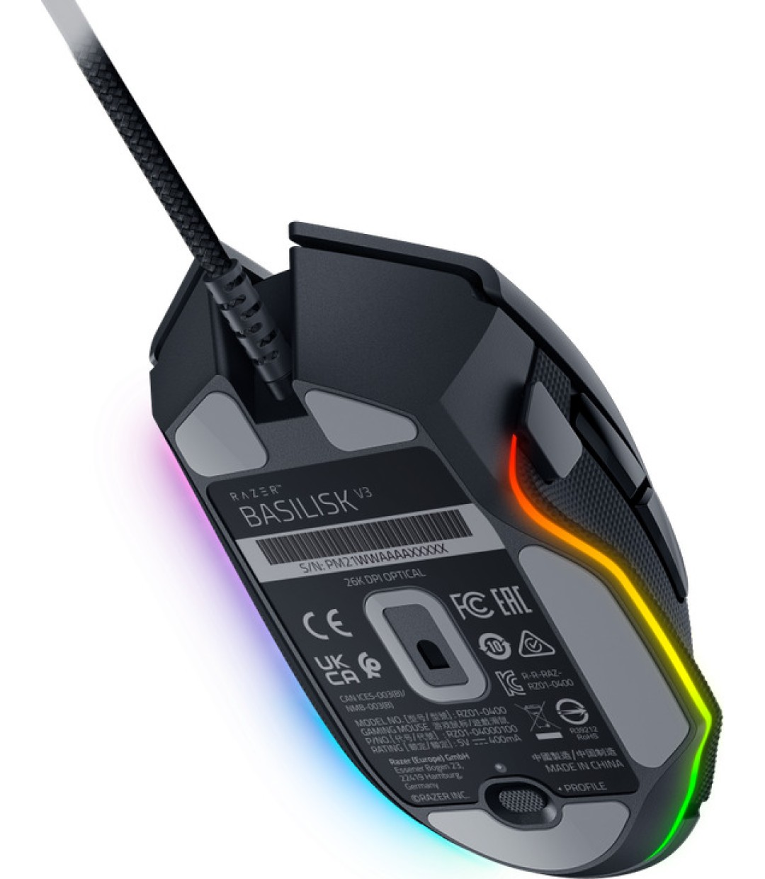 Razer Basilisk V3 RGB Gaming Ποντίκι 26000 DPI Μαύρο 