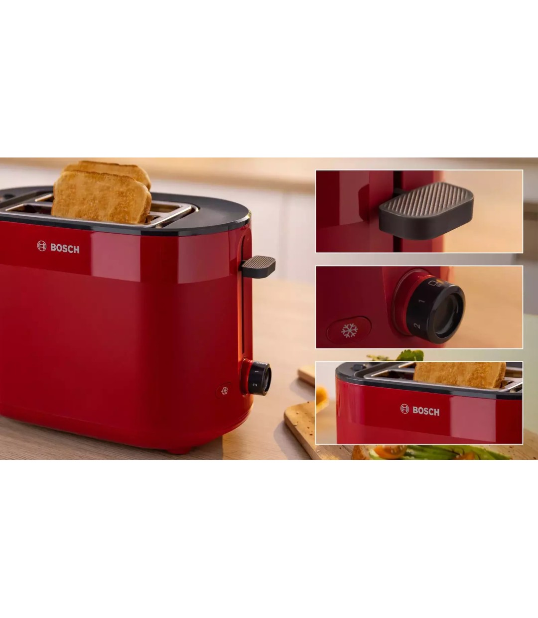 Bosch MyMoment Φρυγανιέρα 2 Θέσεων TAT 2 M 124 950W Κόκκινη