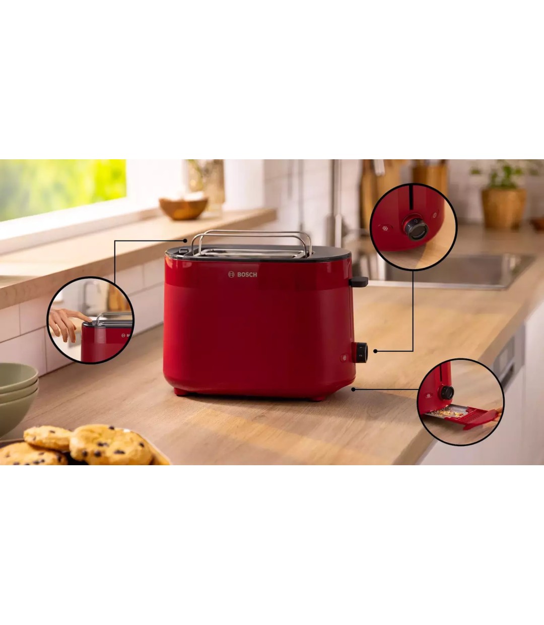 Bosch MyMoment Φρυγανιέρα 2 Θέσεων TAT 2 M 124 950W Κόκκινη