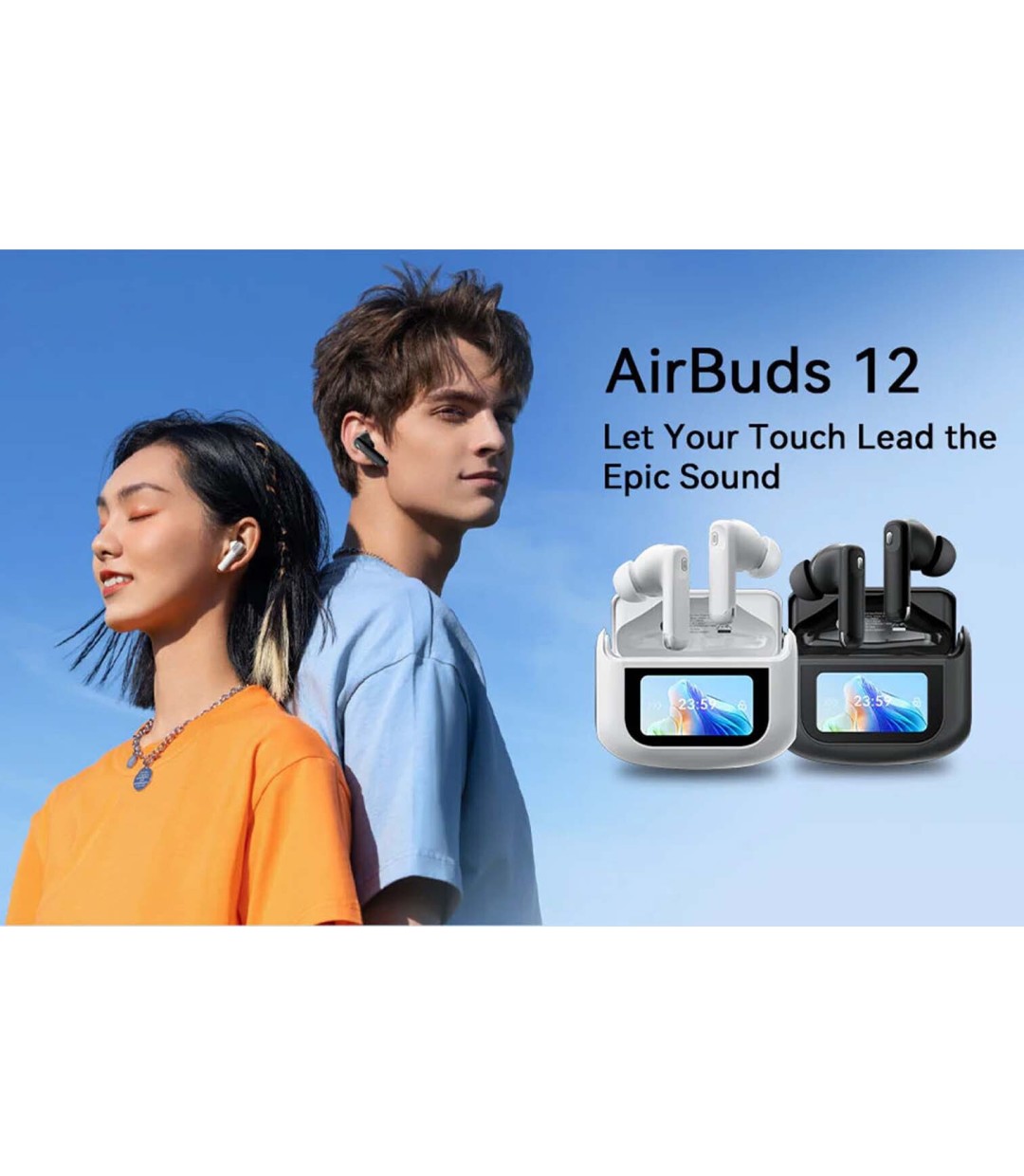 AirBuds 12 Bluetooth Handsfree Ακουστικά με Αντοχή στον Ιδρώτα και Θήκη Φόρτισης Λευκά