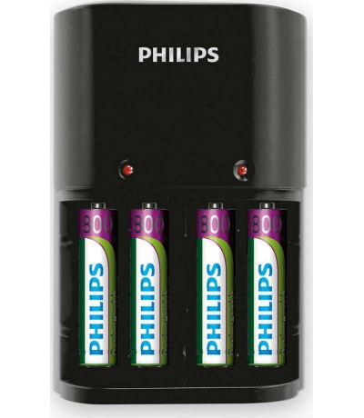 Philips MultiLife Φορτιστής 4 Μπαταριών Ni-MH Μεγέθους AA/AAA Σετ με 4x AAA 800 mAh