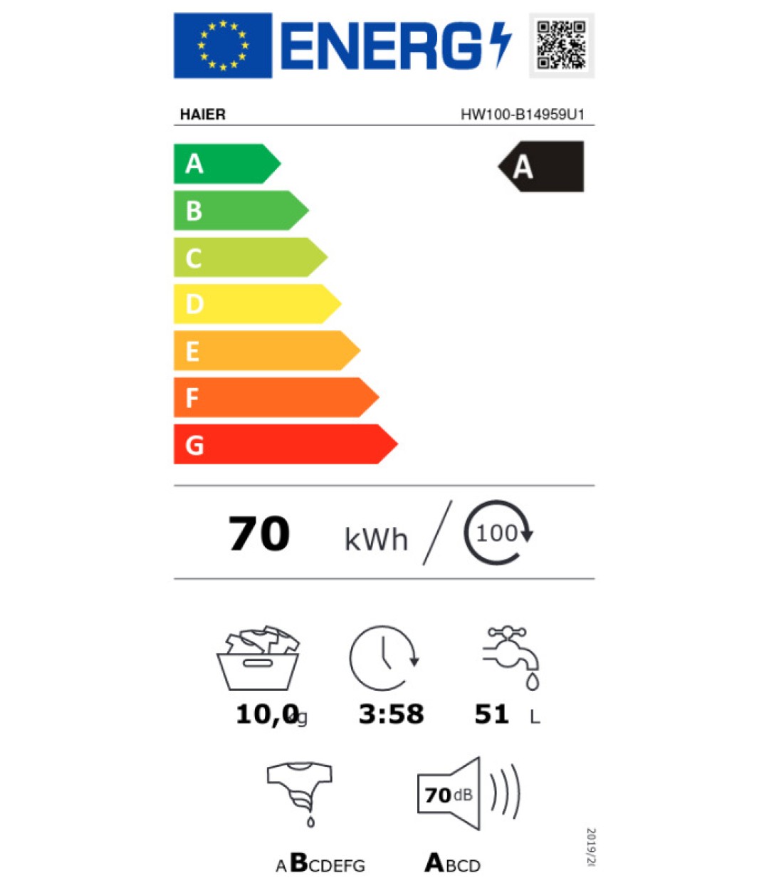 Haier HW100-B14959U1 Πλυντήριο Ρούχων 10kg με Τεχνολογία Ατμού 1400 Στροφών Inverter Direct Motion 31018790 Haier HW100-B14959U1 Πλυντήριο Ρούχων 10kg με Τεχνολογία Ατμού 1400 Στροφών Inverter Direct Motion 31018790