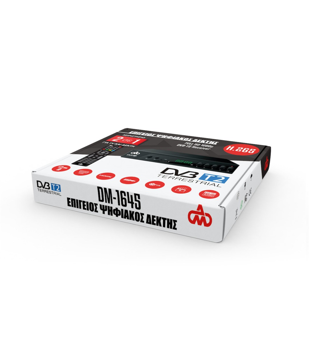 DM Pro DVB-T2 Ψηφιακός Δέκτης Mpeg-4 Full HD (1080p) με Λειτουργία PVR (Εγγραφή σε USB) Σύνδεσεις SCART / HDMI / USB