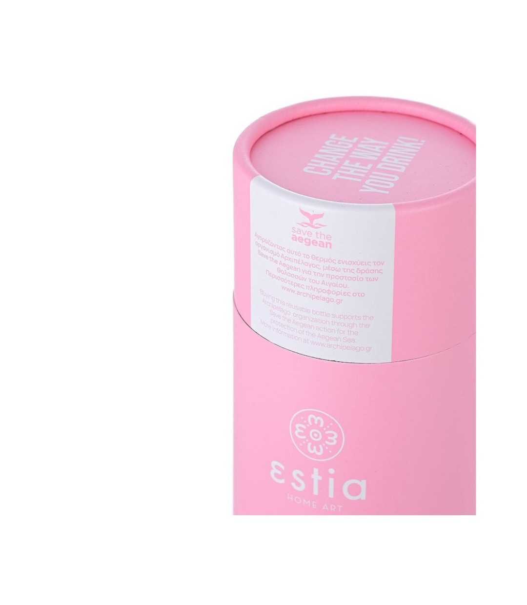 Estia Travel Flask Lite Save the Aegean Ανακυκλώσιμο Μπουκάλι Θερμός Ανοξείδωτο BPA Free 500ml Blossom Rose 01-18030