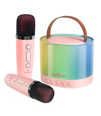Maxlife Ηχείο Karaoke με Ασύρματα Μικρόφωνα και Εφέ Φωτισμού MXKS-200 σε Ροζ Χρώμα