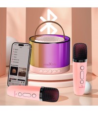 Maxlife Ηχείο Karaoke με Ασύρματα Μικρόφωνα και Εφέ Φωτισμού MXKS-200 σε Ροζ Χρώμα