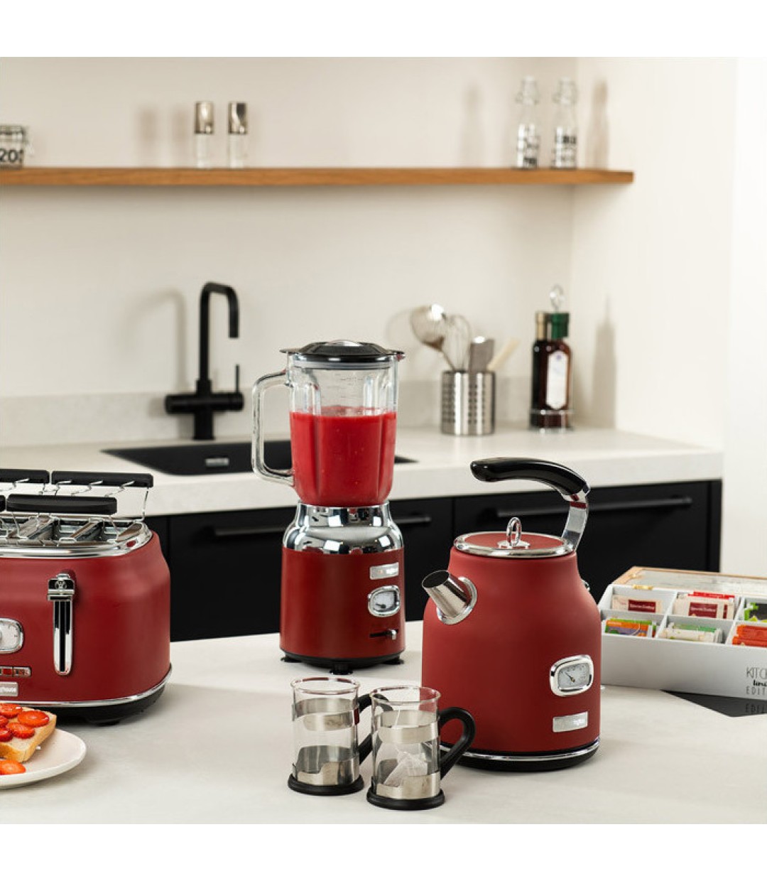 Westinghouse Μπλέντερ για Smoothies με Γυάλινη Κανάτα 1.5lt 600W Κόκκινο WKBE221RD