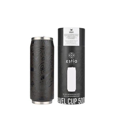 Estia Travel Cup Save the Aegean Ποτήρι Θερμός Ανοξείδωτο 500ml Noir echo με Καλαμάκι 01-22631