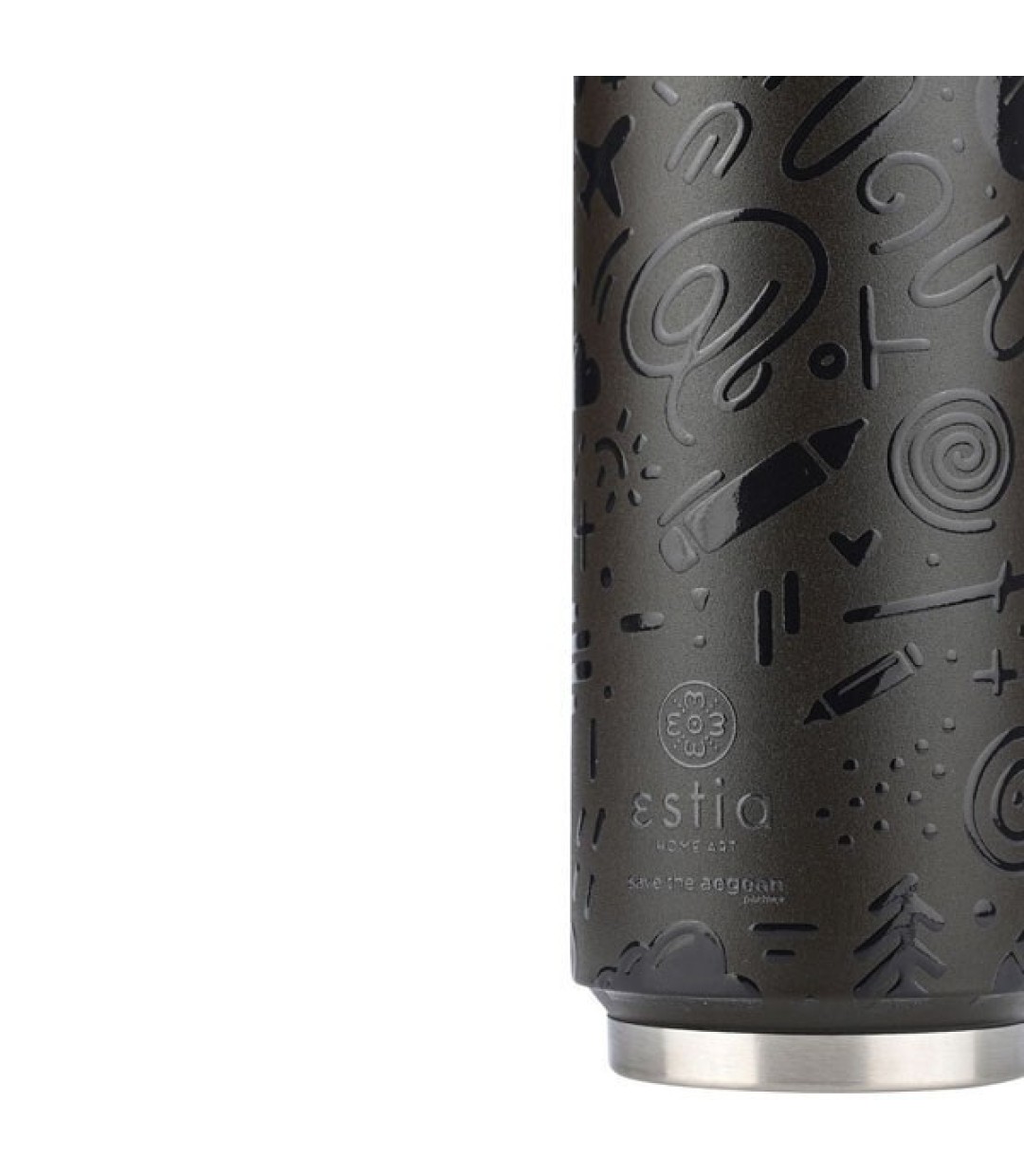 Estia Travel Cup Save the Aegean Ποτήρι Θερμός Ανοξείδωτο 500ml Noir echo με Καλαμάκι 01-22631
