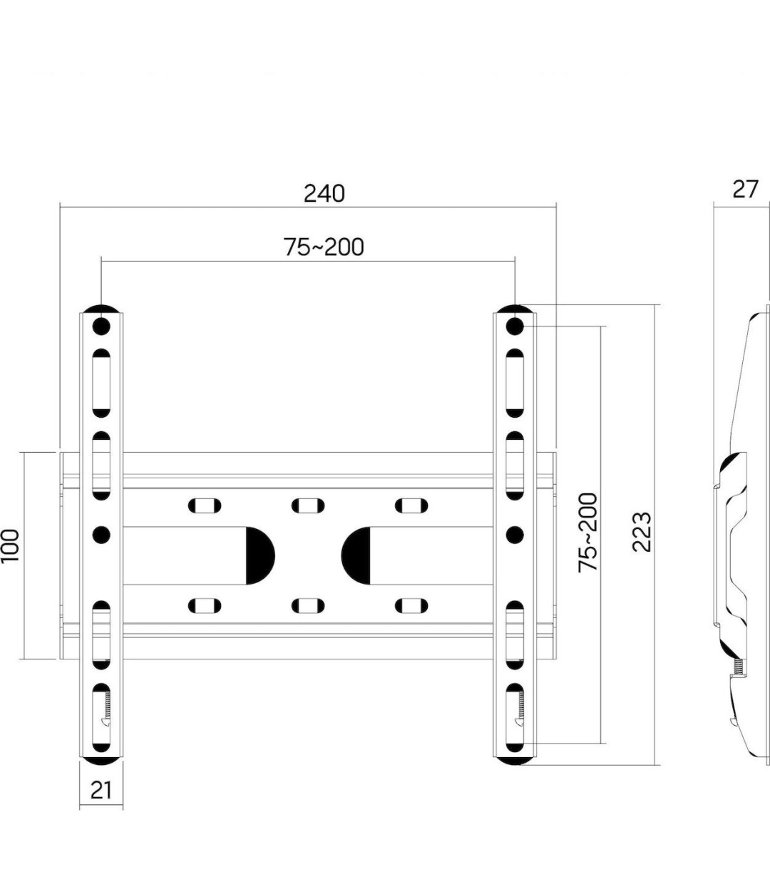DM Pro DM-2343F Βάση Τηλεόρασης Τοίχου έως 43" και 45kg Μαύρο
