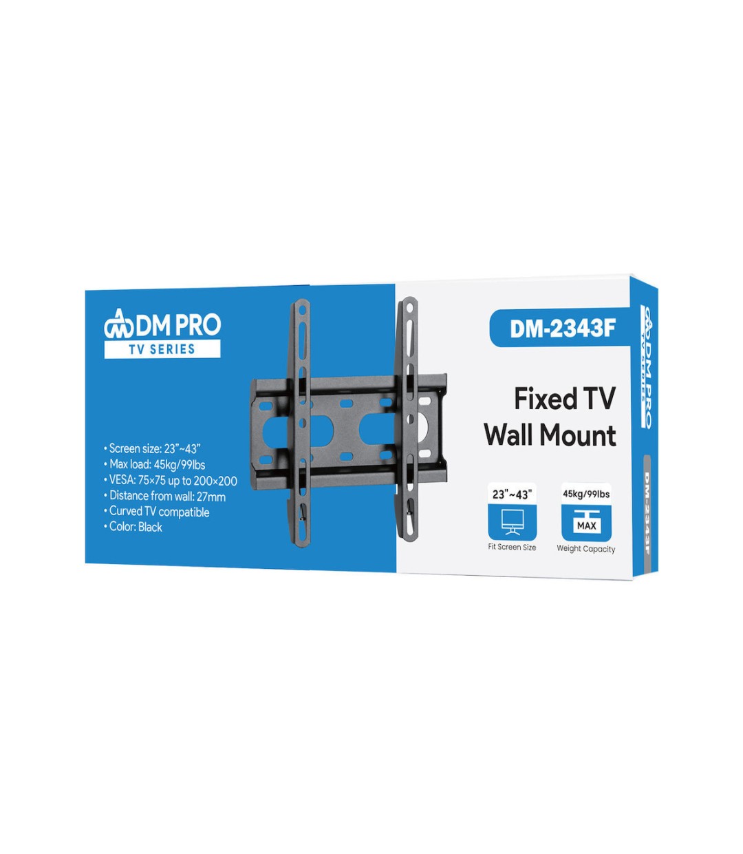DM Pro DM-2343F Βάση Τηλεόρασης Τοίχου έως 43" και 45kg Μαύρο