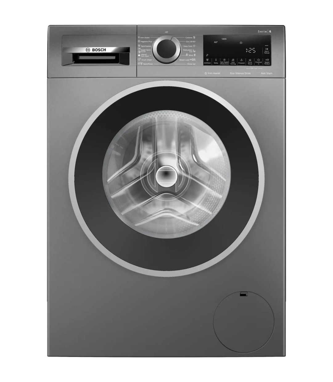 Bosch Πλυντήριο Ρούχων 9kg με Τεχνολογία Ατμού 1400 Στροφών Iron Assist Inox WGG244ZREU