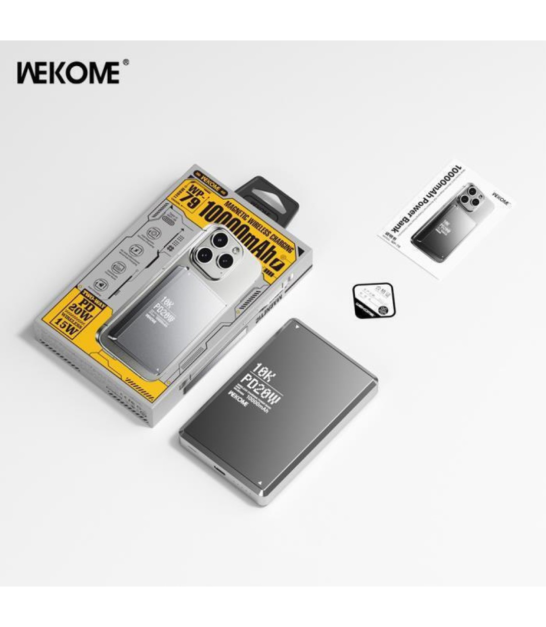 WK WP-79 MagSafe Power Bank 10000mAh 20W με Θύρα USB-C Power Delivery Γκρι 250813