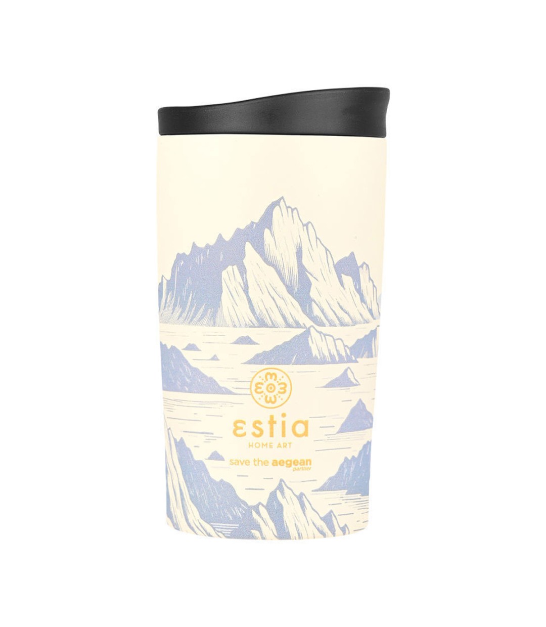 Estia Travel Mug Save The Aegean Ανακυκλώσιμο Ποτήρι Θερμός Ανοξείδωτο BPA Free 350ml Alpine essence 01-25625