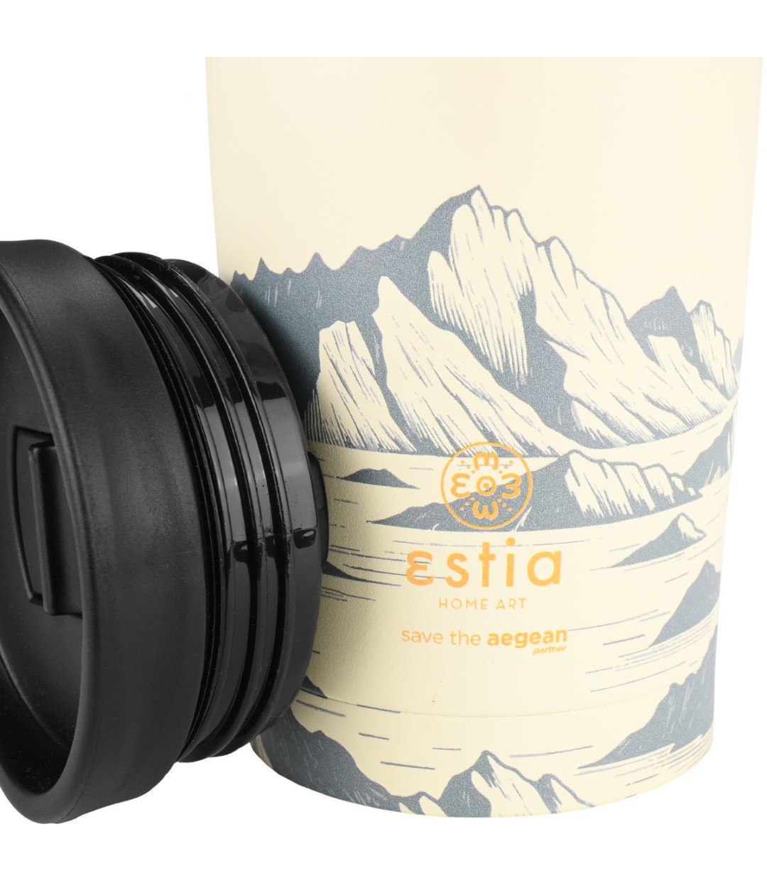 Estia Travel Mug Save The Aegean Ανακυκλώσιμο Ποτήρι Θερμός Ανοξείδωτο BPA Free 350ml Alpine essence 01-25625