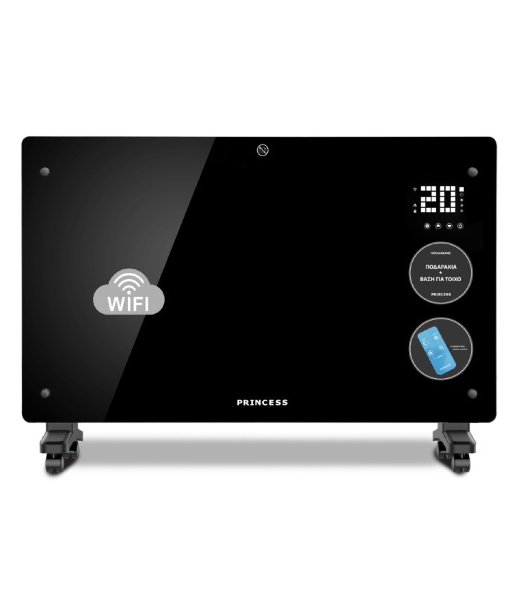 Princess Θερμοπομπός Τοίχου 2500W με Ηλεκτρονικό Θερμοστάτη και WiFi 85x55cm Μαύρο