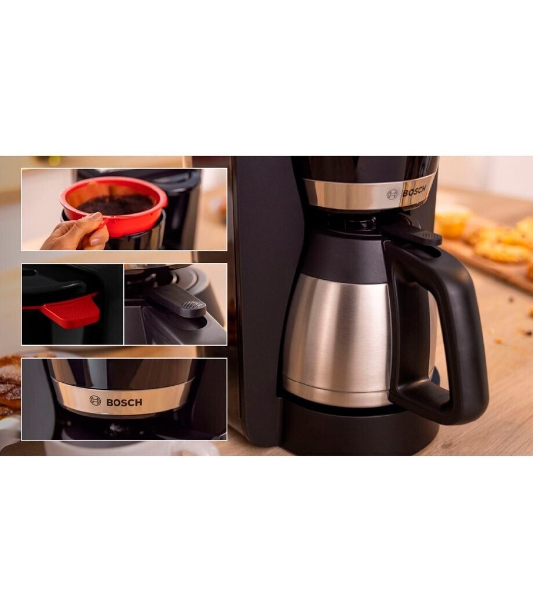 Καφετιέρα Φίλτρου Bosch TKA 6 M 273 ΘΕΡΜΟΣ ΜΑΥΡΗ  1000W