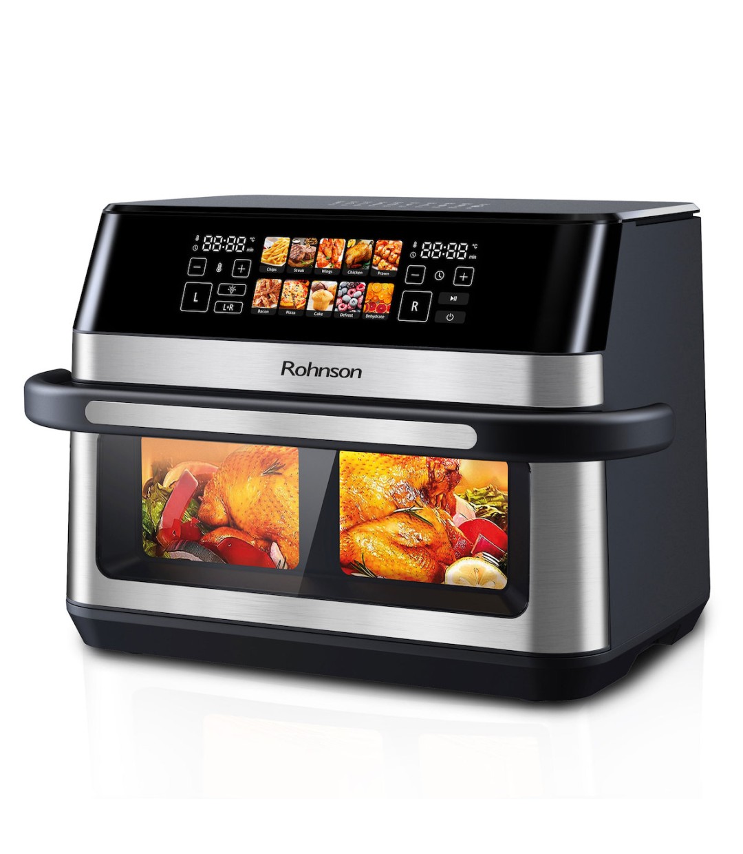 Rohnson Air Fryer με Διπλό Αποσπώμενο Κάδο 12lt Ασημί R-2882 