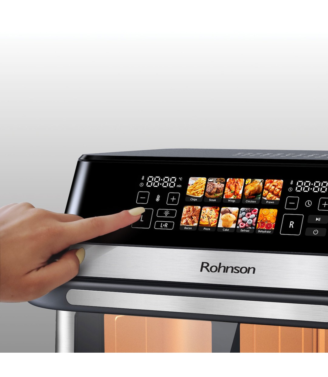 Rohnson Air Fryer με Διπλό Αποσπώμενο Κάδο 12lt Ασημί R-2882 
