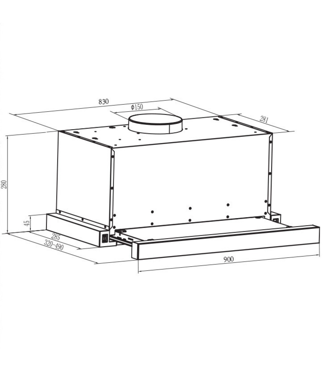 Gruppe Forte Plus Συρόμενος Απορροφητήρας 90cm Inox Κωδικός: S-3003C-A06-M13-900 
