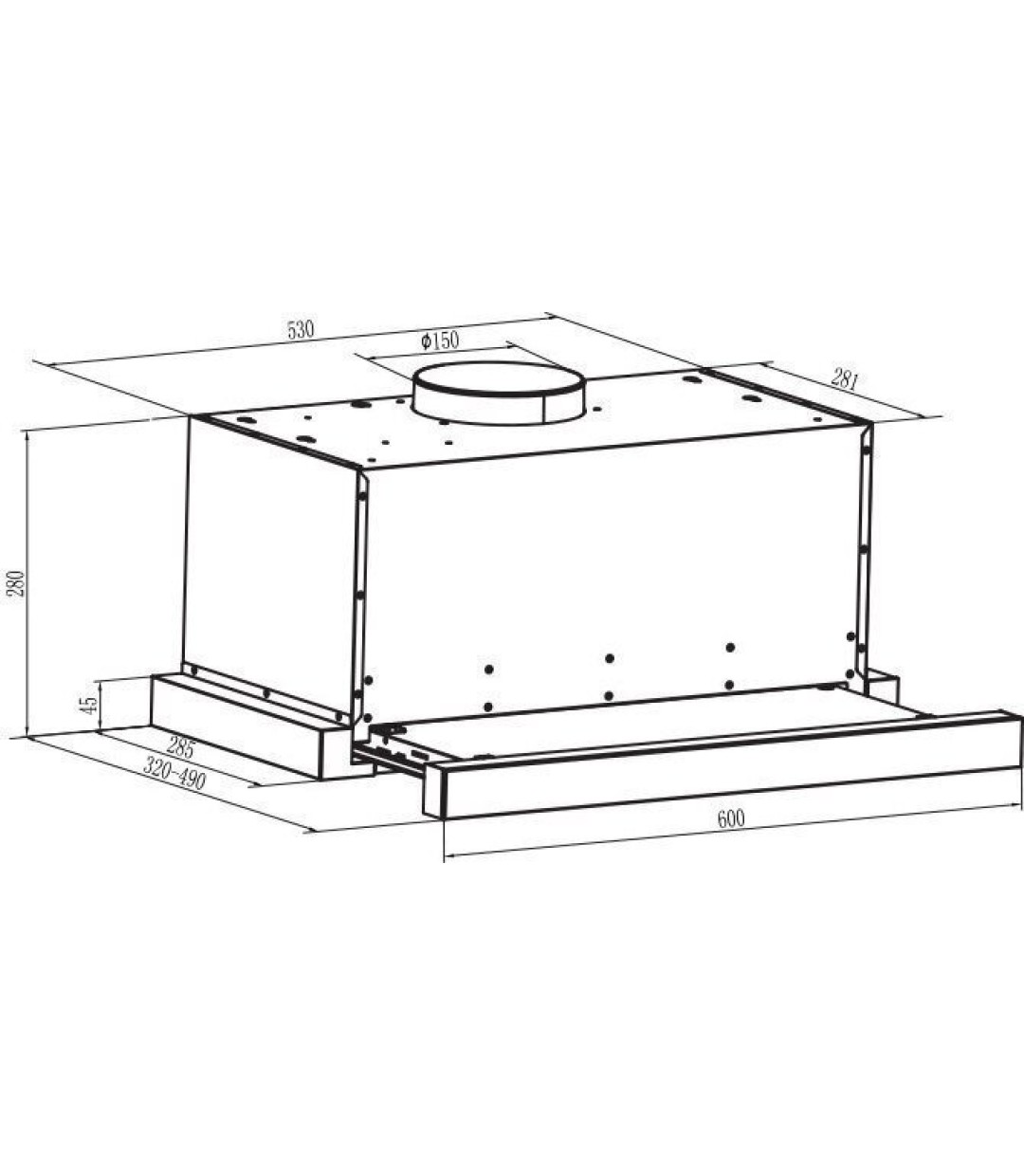 Gruppe Απορροφητηρας Forte I-Black S-3003F-A06-M13-600 2X1,5W Led