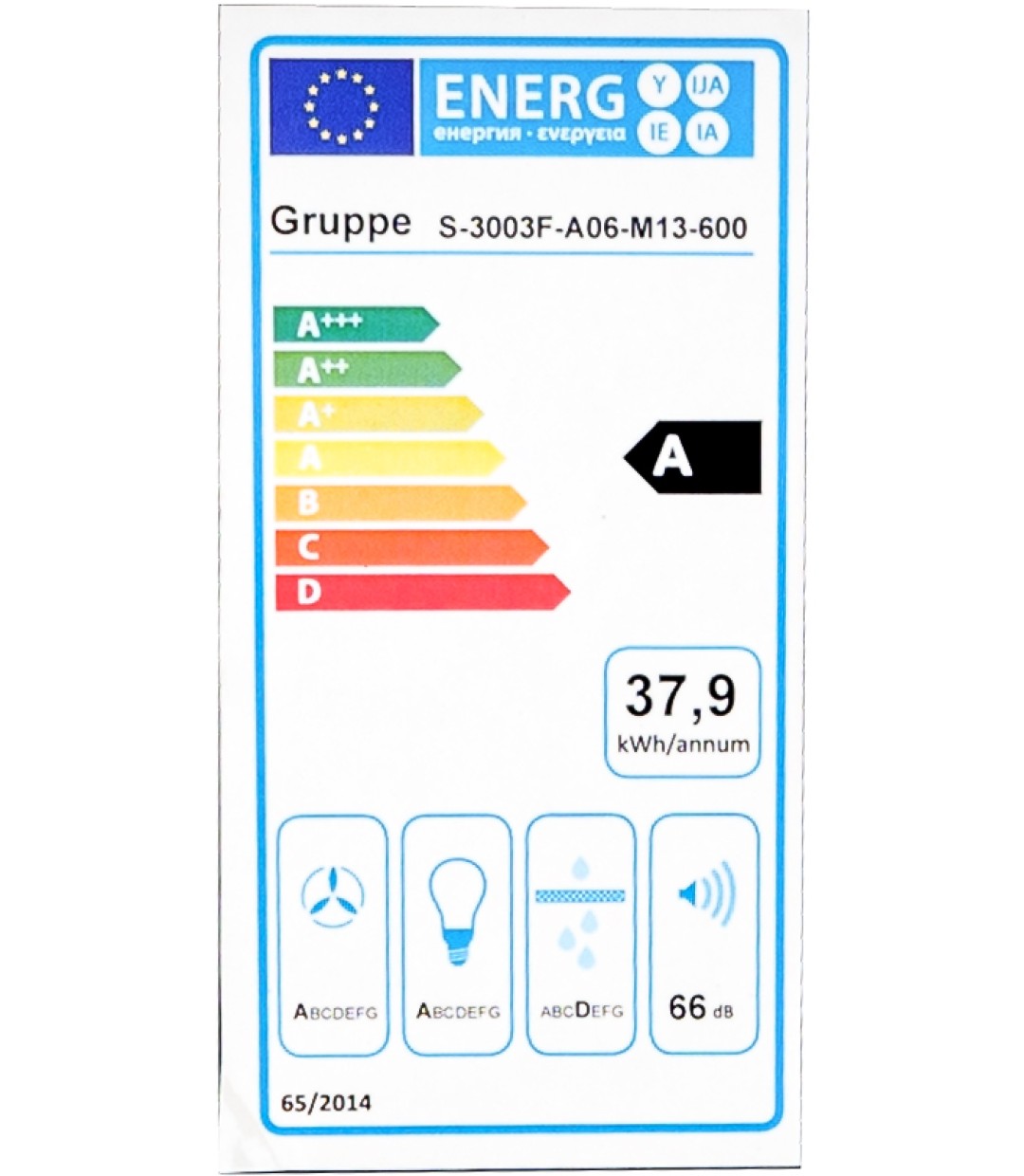 Gruppe Απορροφητηρας Forte I-Black S-3003F-A06-M13-600 2X1,5W Led
