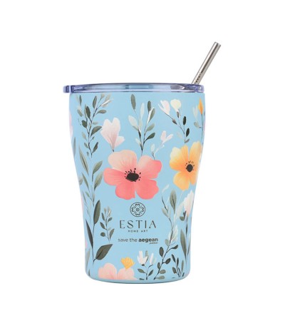 Estia Coffee Mug Save The Aegean Ανακυκλώσιμο Ποτήρι Θερμός Ανοξείδωτο BPA Free 350ml Sky Garden με Καλαμάκι 01-31695