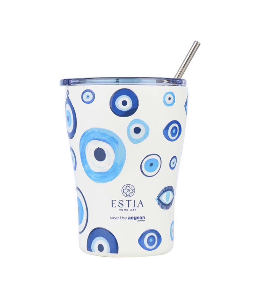 Estia Coffee Mug Save The Aegean Θερμός Ανοξείδωτο BPA Free 350ml Spirit Of Luck με Καλαμάκι 01-31749