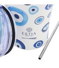 Estia Coffee Mug Save The Aegean Θερμός Ανοξείδωτο BPA Free 350ml Spirit Of Luck με Καλαμάκι 01-31749