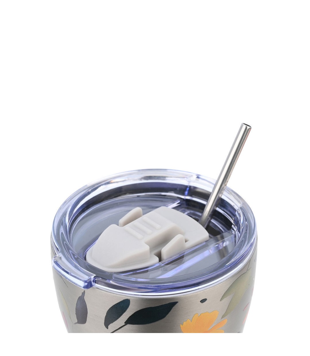 Estia Coffee Mug Save The Aegean Θερμός Ανοξείδωτο BPA Free 350ml Silver Botanic με Καλαμάκι 01-31787