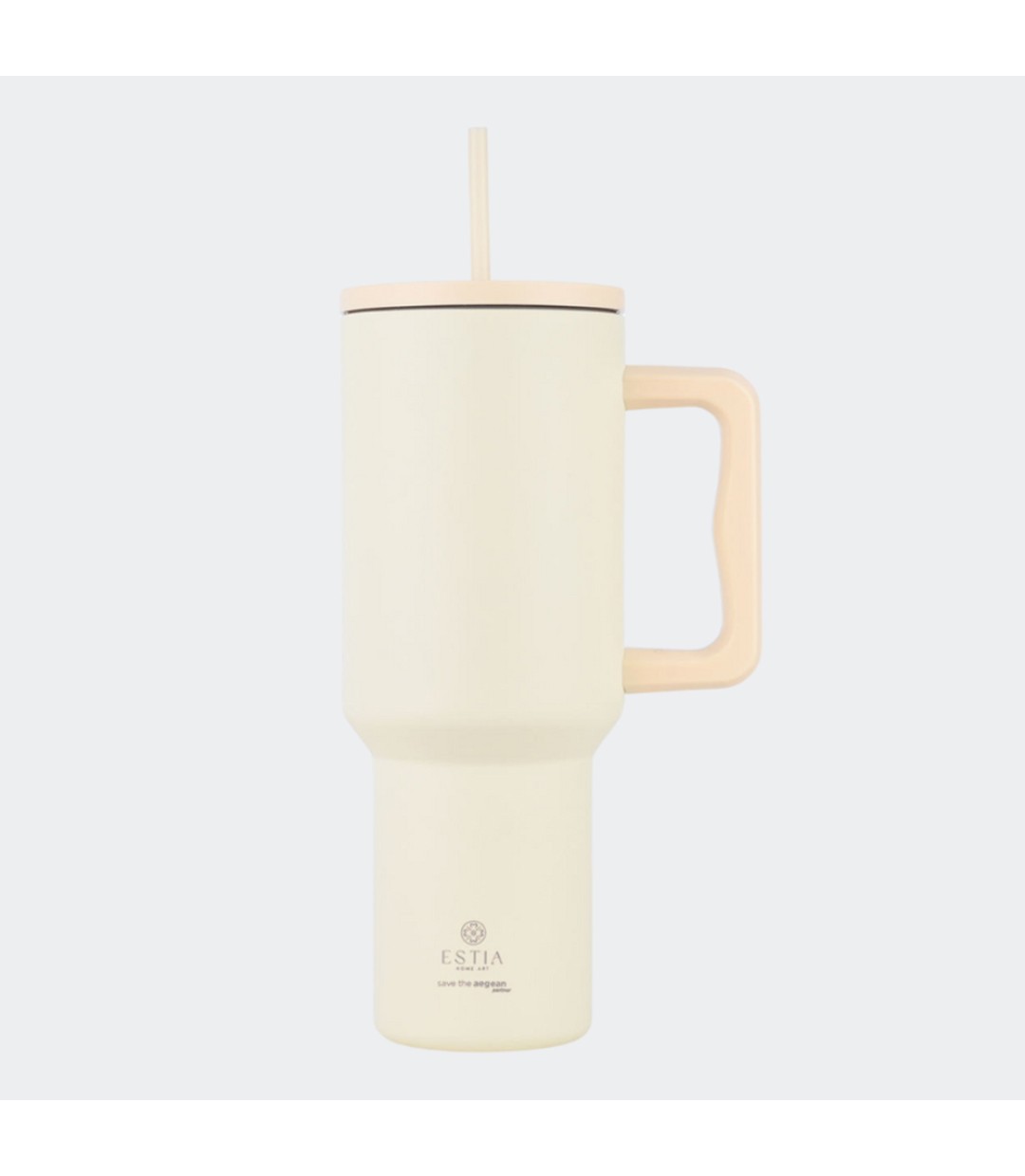 Estia Straw Tumbler XL Save the Aegean Ανακυκλώσιμο Handled Tumbler Θερμός Ανοξείδωτο BPA Free 900ml Lily White με Καλαμάκι και Λαβή Estia Straw Tumbler XL Save the Aegean Ανακυκλώσιμο Handled Tumbler Θερμός Ανοξείδωτο BPA Free 900ml Lily White με Καλαμάκι και Λαβή