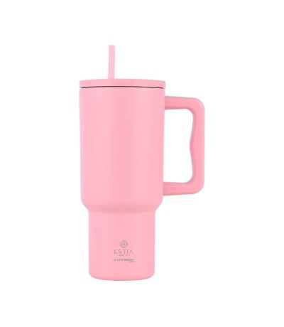 Estia Straw Tumbler XL Θερμός Ανοξείδωτο BPA Free 900ml Blossom Rose 01-32142