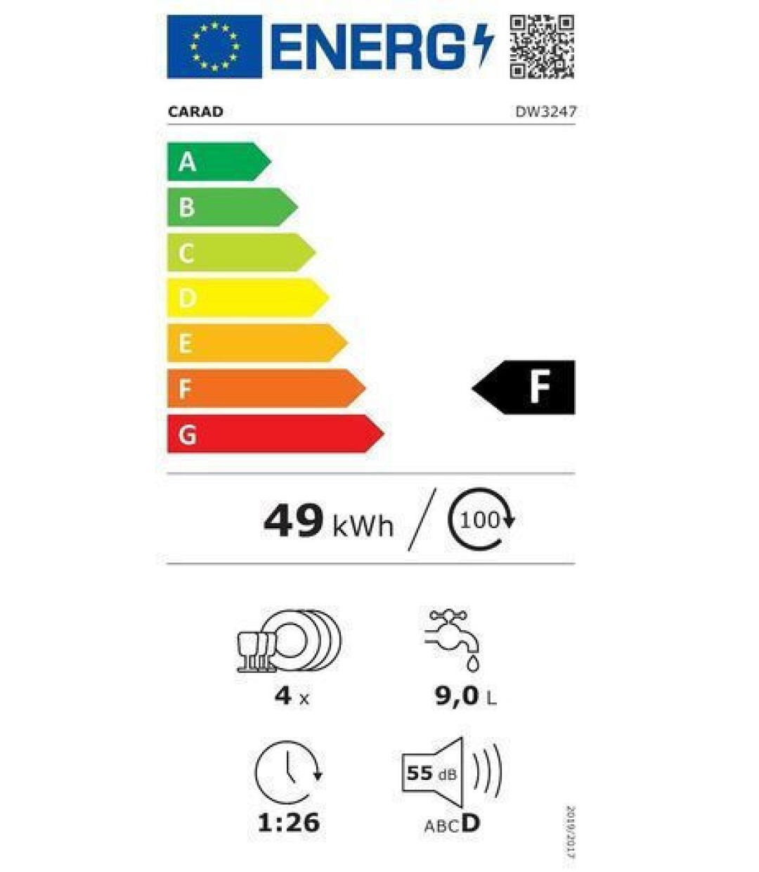 Carad Πλυντήριο Πιάτων Πάγκου για 4 Σερβίτσια Π44xY45εκ. Λευκό