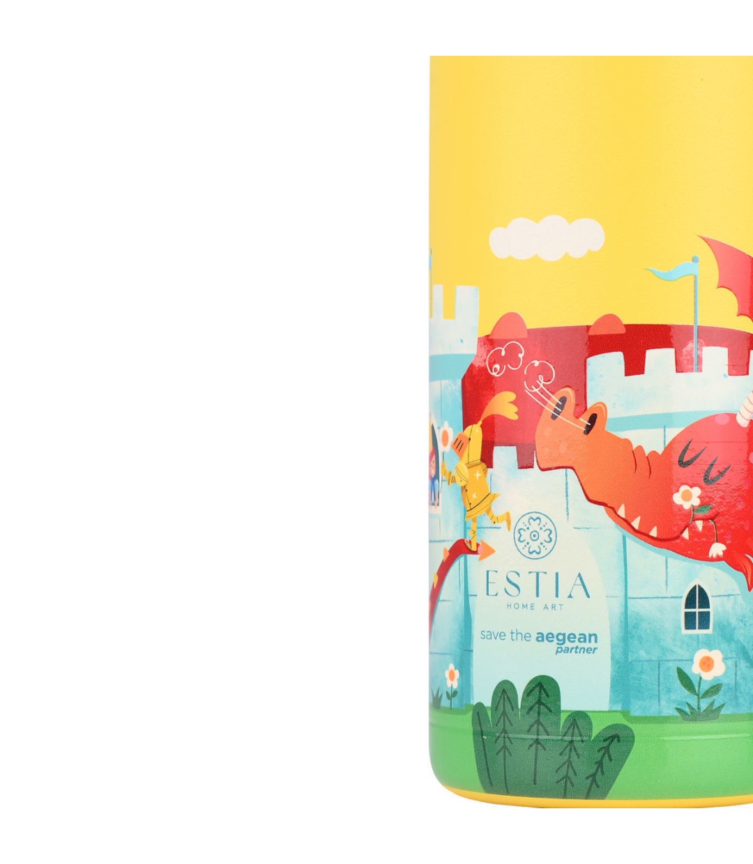 Estia Wonder Bottle Save the Aegean Παιδικό Παγούρι Θερμός Dragon Ανοξείδωτο με Καλαμάκι Non Spill Fortress Dragon 500ml 01-33149