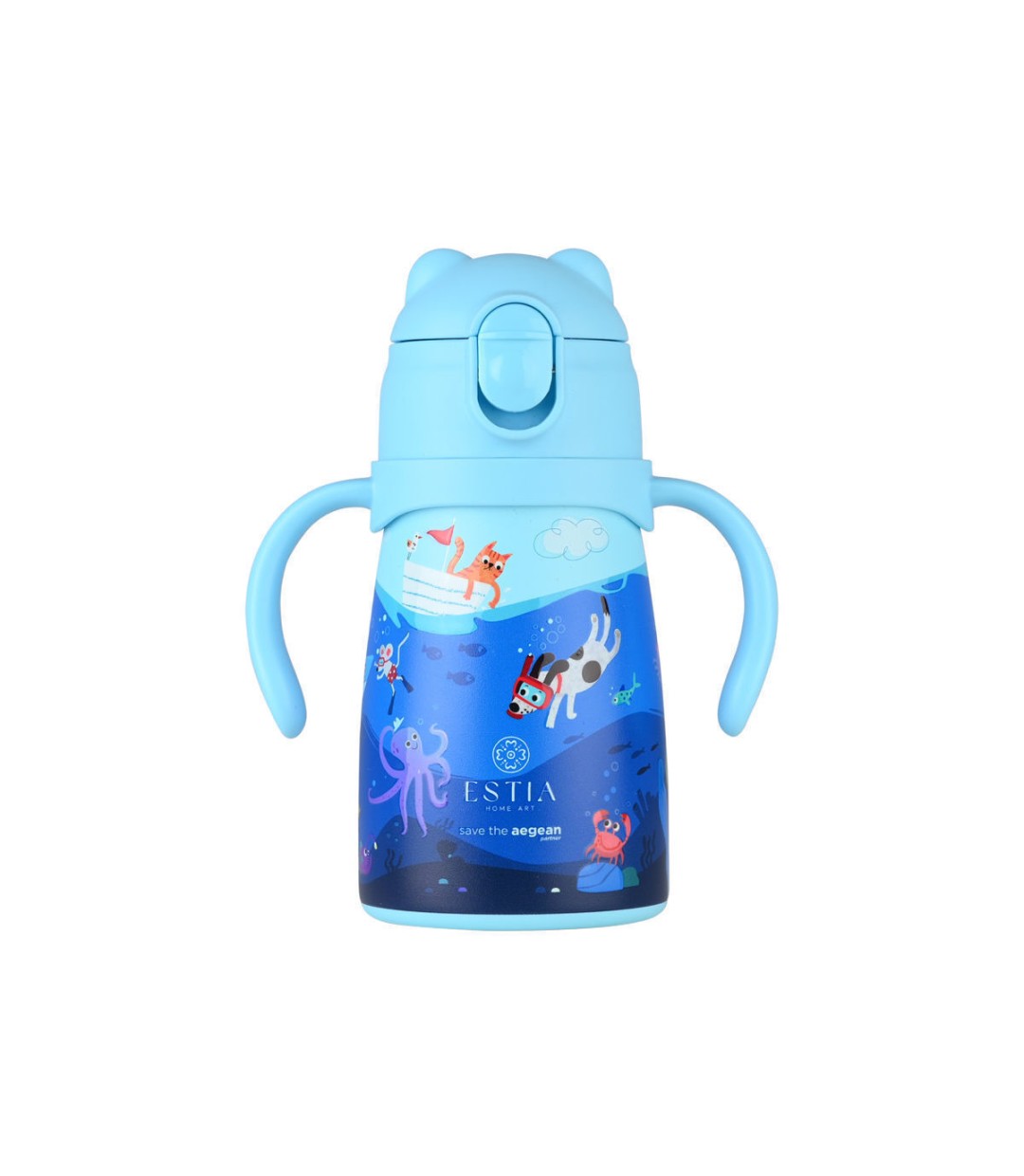 Estia Bubble Bottle Save The Aegean Παιδικό Παγούρι Θερμός Ανοξείδωτο με Pop-Up Καπάκι Non Spill Ocean Play 300ml Κωδικός: 01-33170 