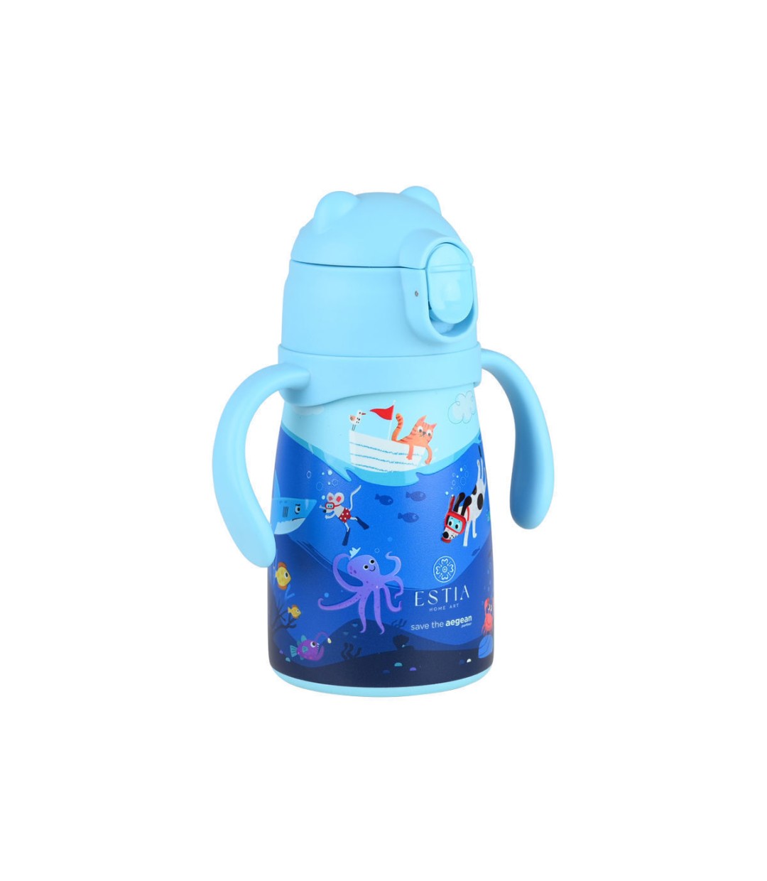 Estia Bubble Bottle Save The Aegean Παιδικό Παγούρι Θερμός Ανοξείδωτο με Pop-Up Καπάκι Non Spill Ocean Play 300ml Κωδικός: 01-33170 