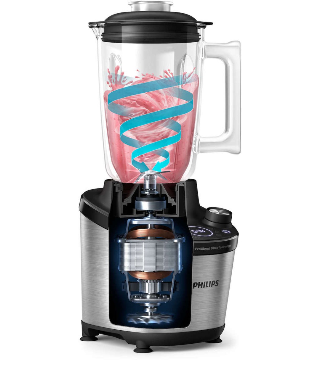 Philips Μπλέντερ για Smoothies με Γυάλινη Κανάτα 2lt 1500W Inox HR3760/00