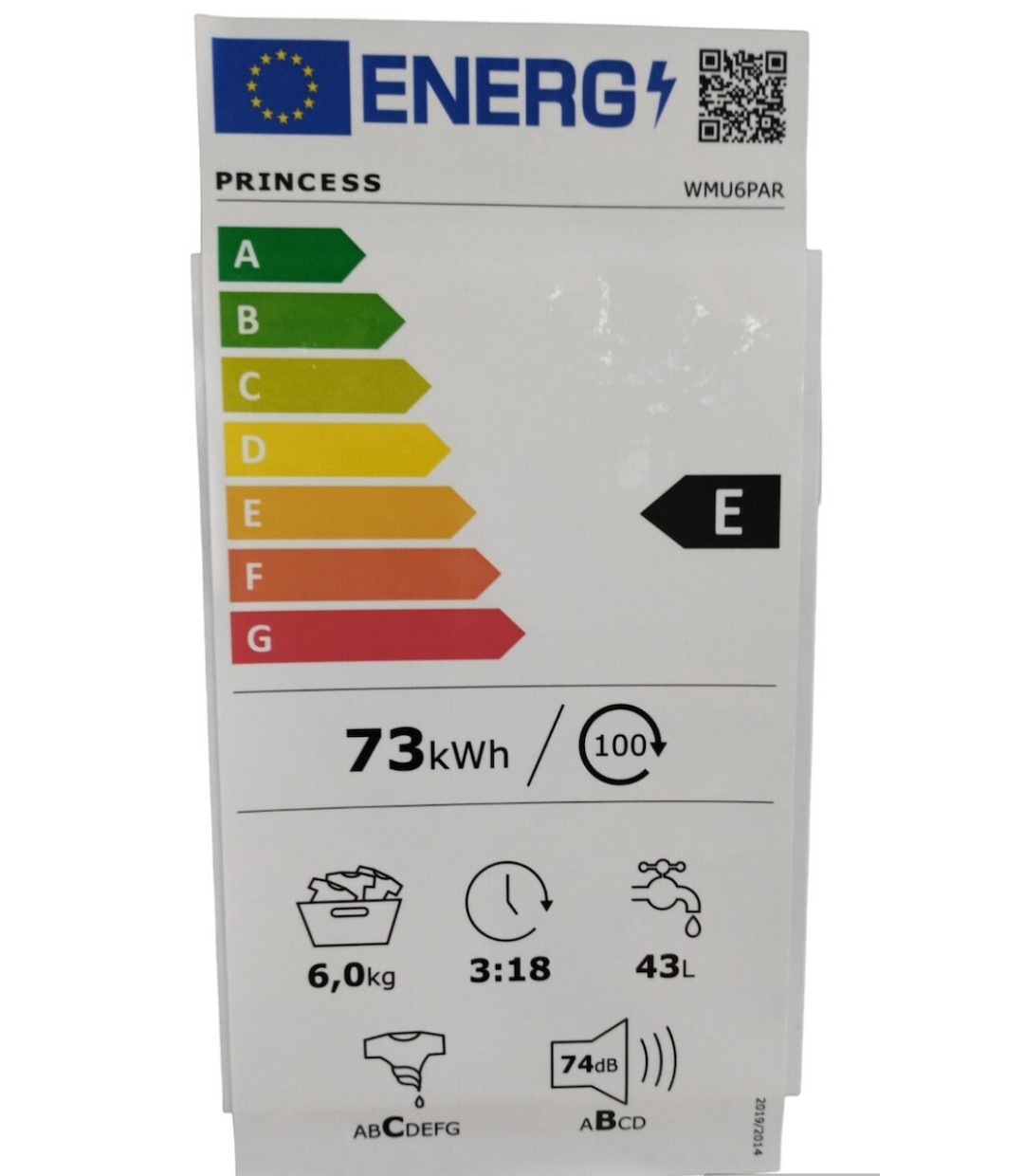 Princess Πλυντήριο Ρούχων 6kg 1000 Στροφών WMU6PAR